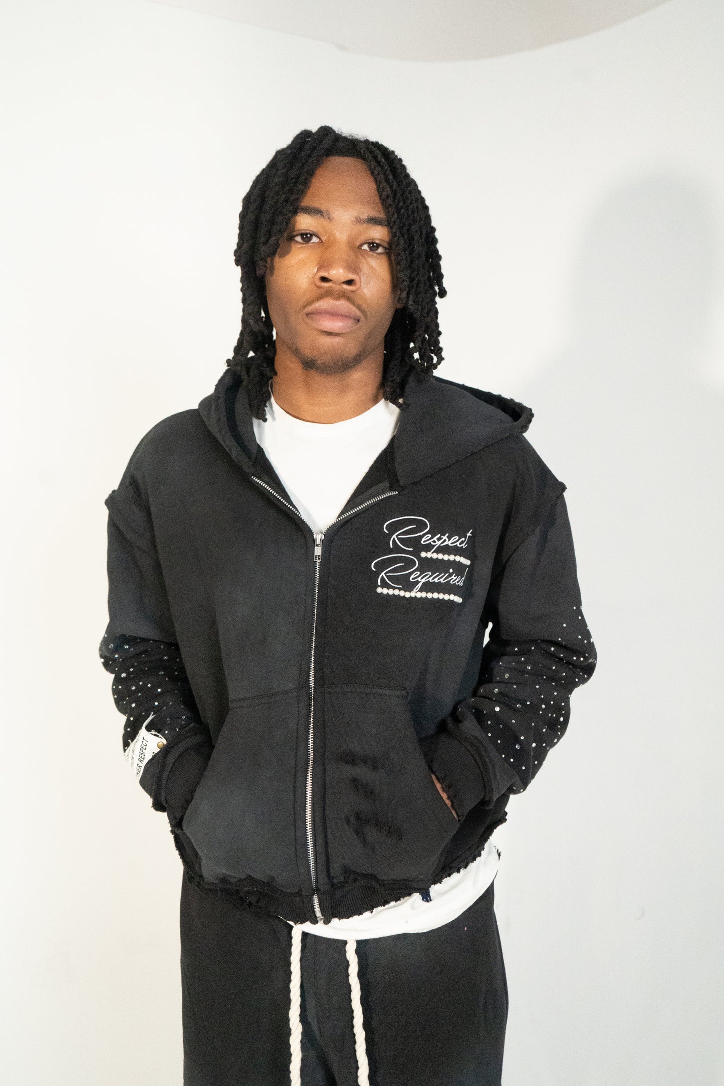 'Respect Required' Rhinestone Zip-Up
