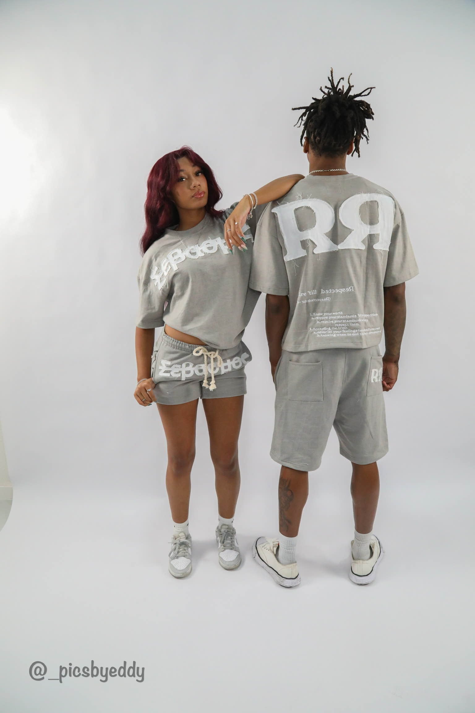 Grey Respect Required Oversized Tee